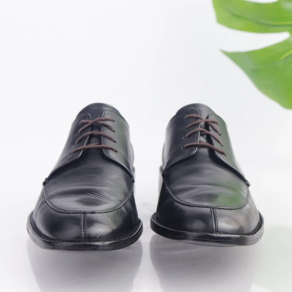 Cole Haan Mens Lenox Hill Oxfords Size 8 M Black Leather Apron Toe Dress Shoes